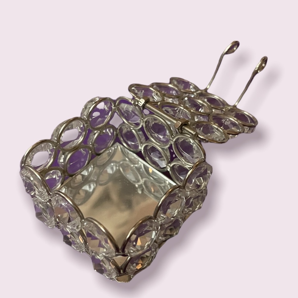 Rhinestone Trinket Box with Mirrored Bottom